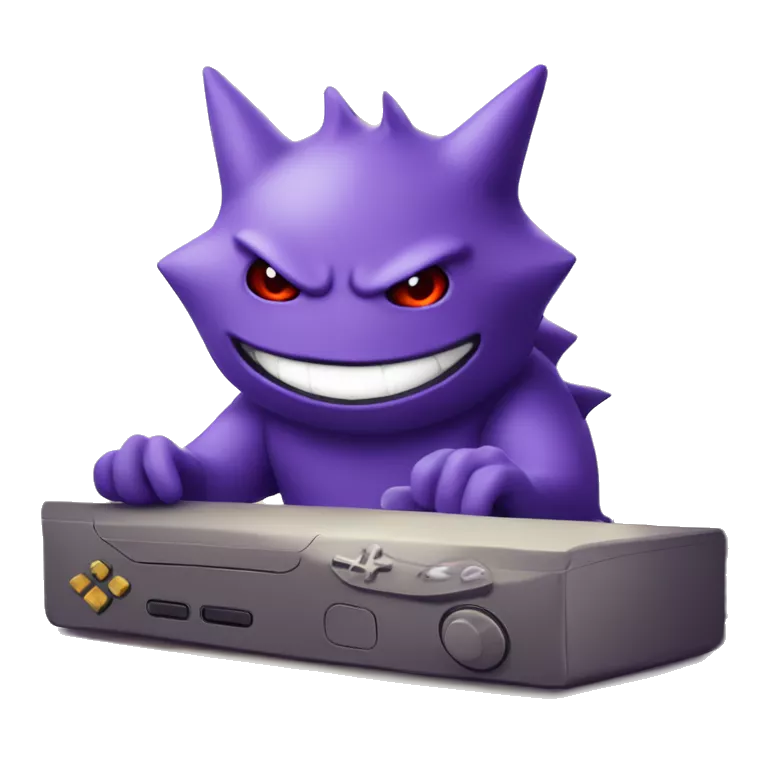 Gengar chibli, playing video games