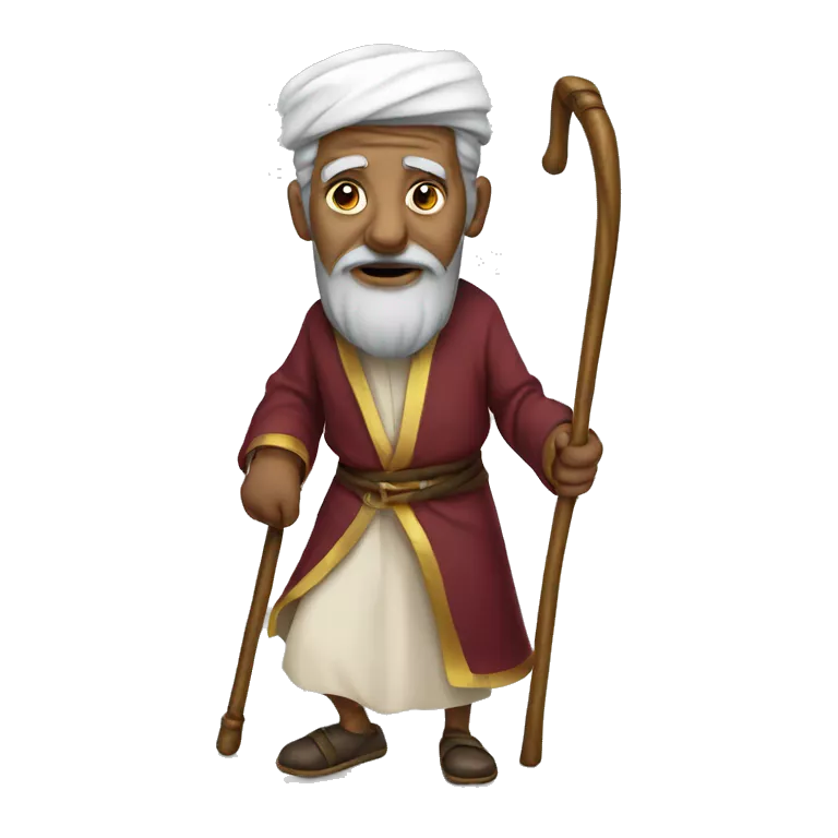Old sultan walking with help of walking stick