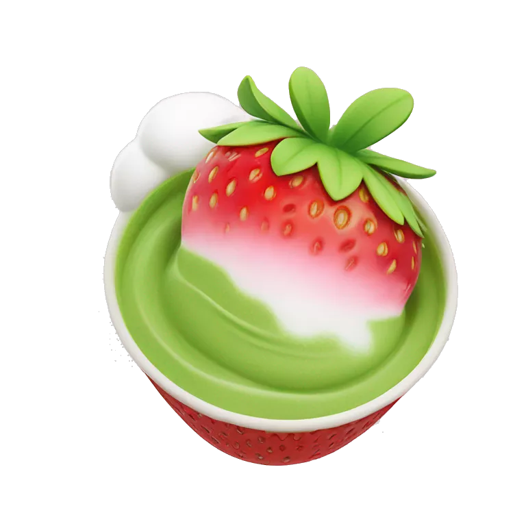 Strawberry Matcha with strawberry cold foam on the top iced ￼