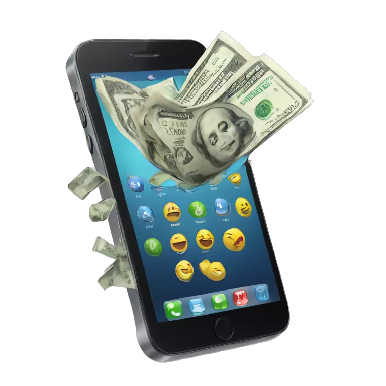 phone with money bursting out of it