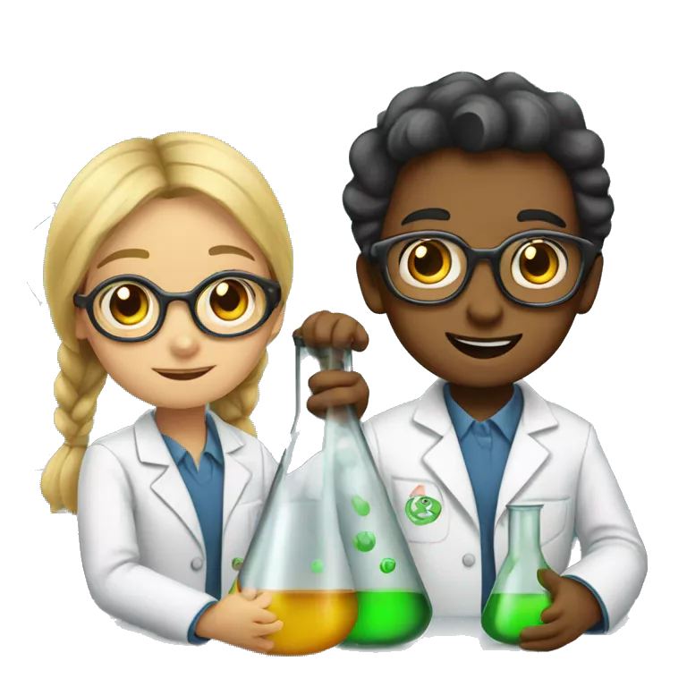 A pair of child scientists in the middle of an experiment