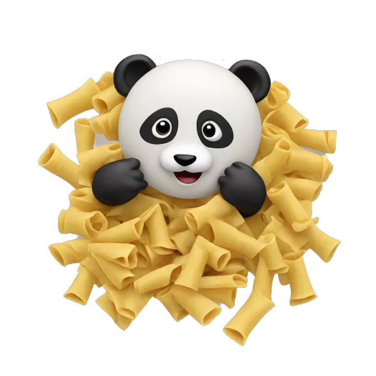 panda made out of pasta doing a powerpoint presentation