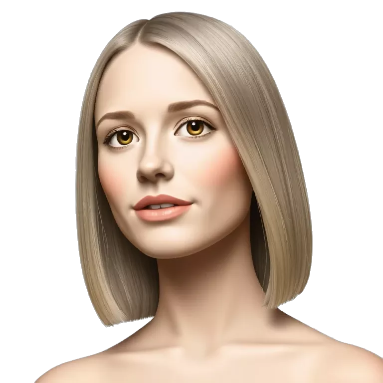 pale skin woman with ash blonde Straightened bob Hair