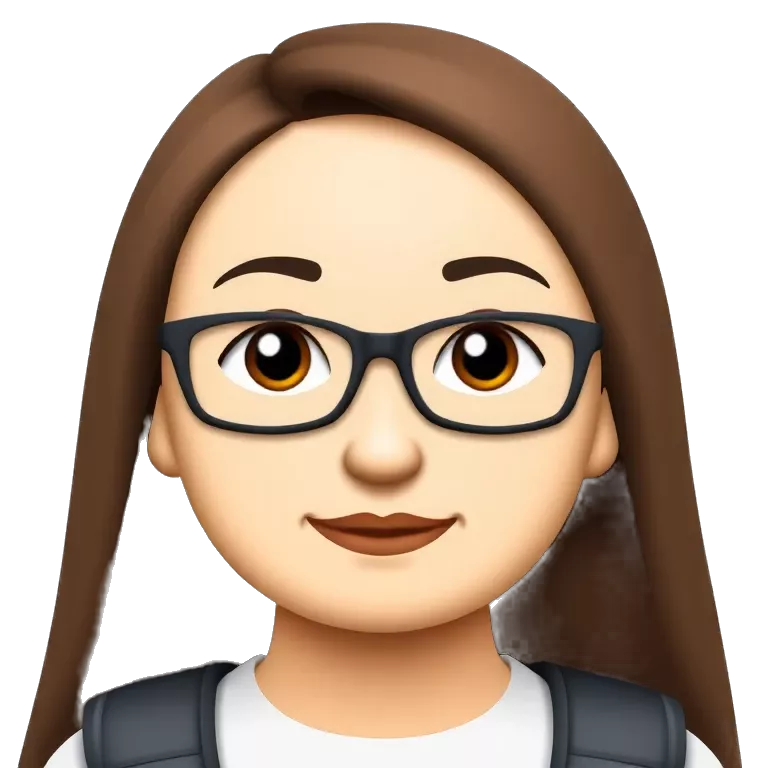 emoji of a brunette pale girl with glasses