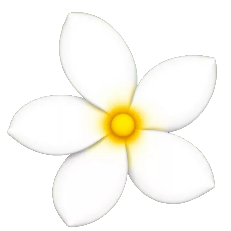 Apple Emoji Jasmine&#039;s flower with white petals and a yellow center
