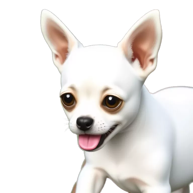 Chihuahua puppy completely white and smiling