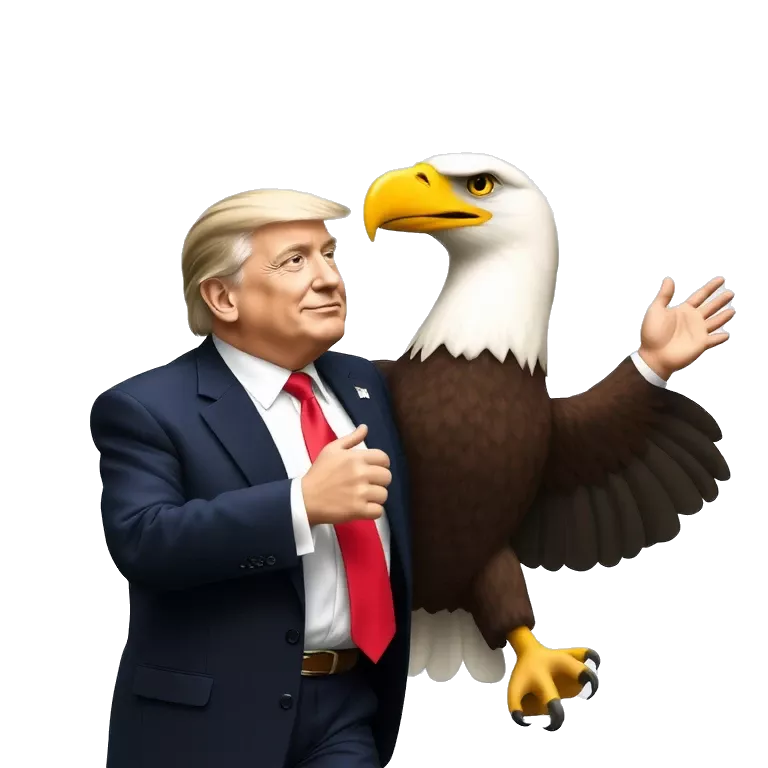 Donald Trump dancing with an eagle