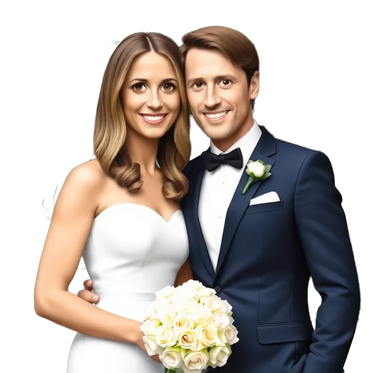 Two newlywed lesbians in love wearing a suit