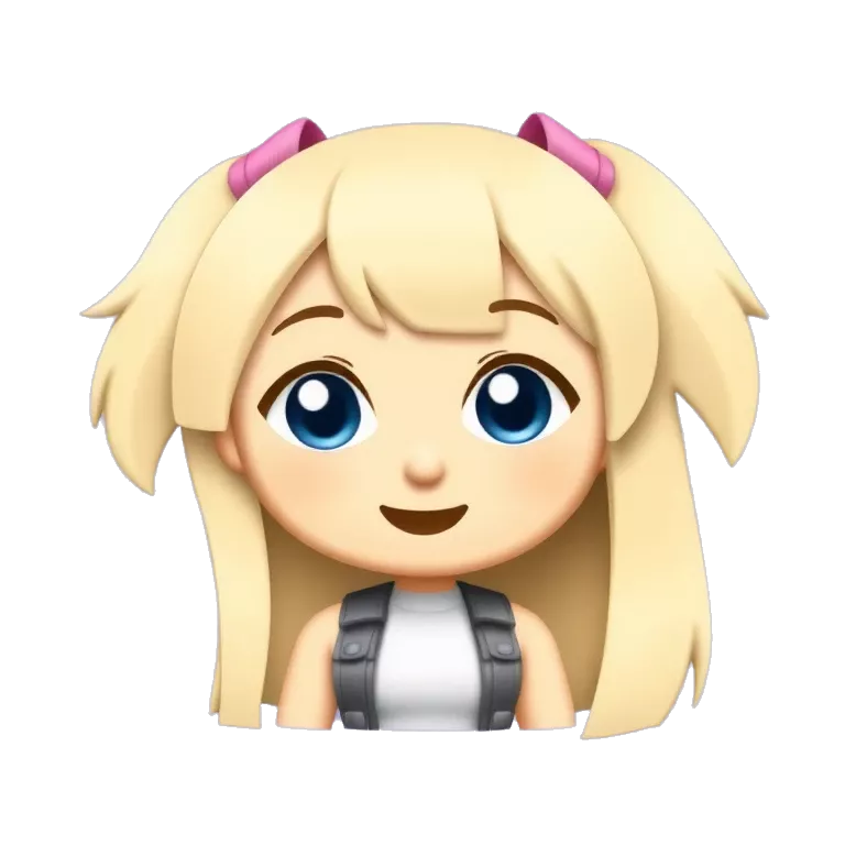 emoji for twitch, anime chibi-style, happy girl, blonde hair, blue eyes, tiktokemojis