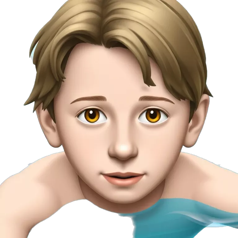 Boy with light brown hair and short 13 year old boy with brown eyes swimming tiktokemojis