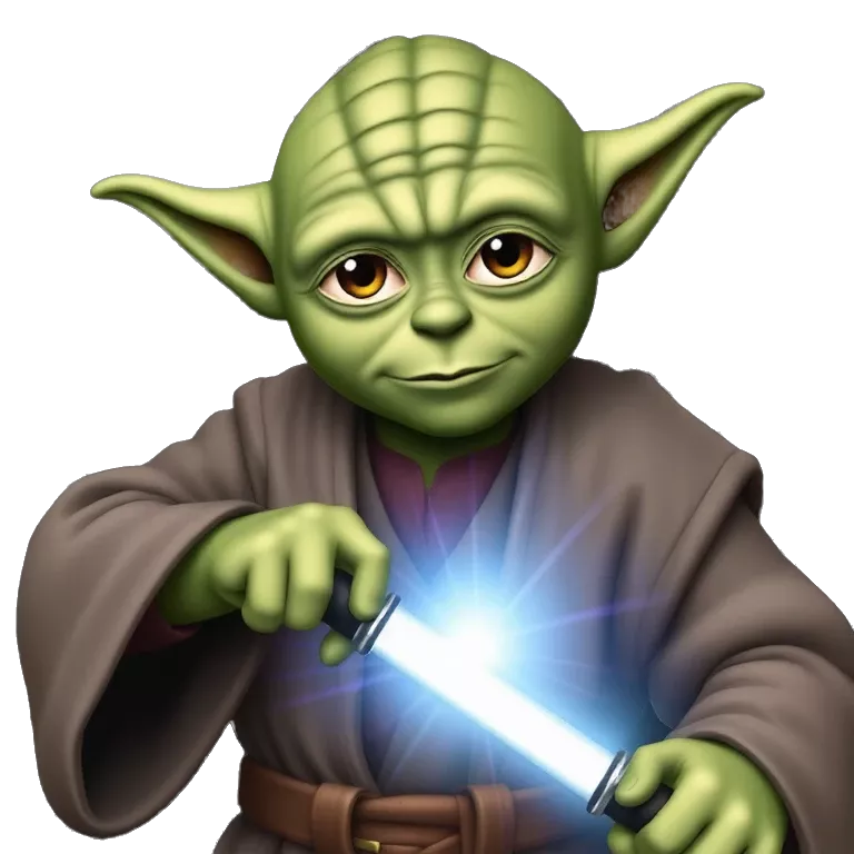 Master Yoda with a lightsaber tiktokemojis