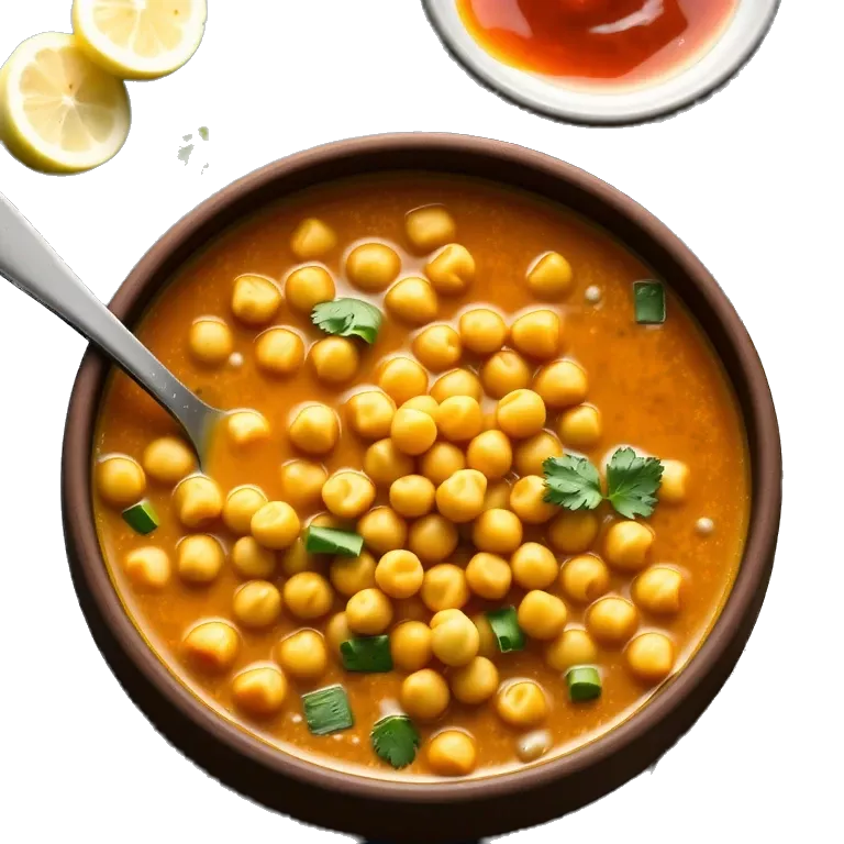 large bowl with chickpea chole bhature with roti tiktokemojis