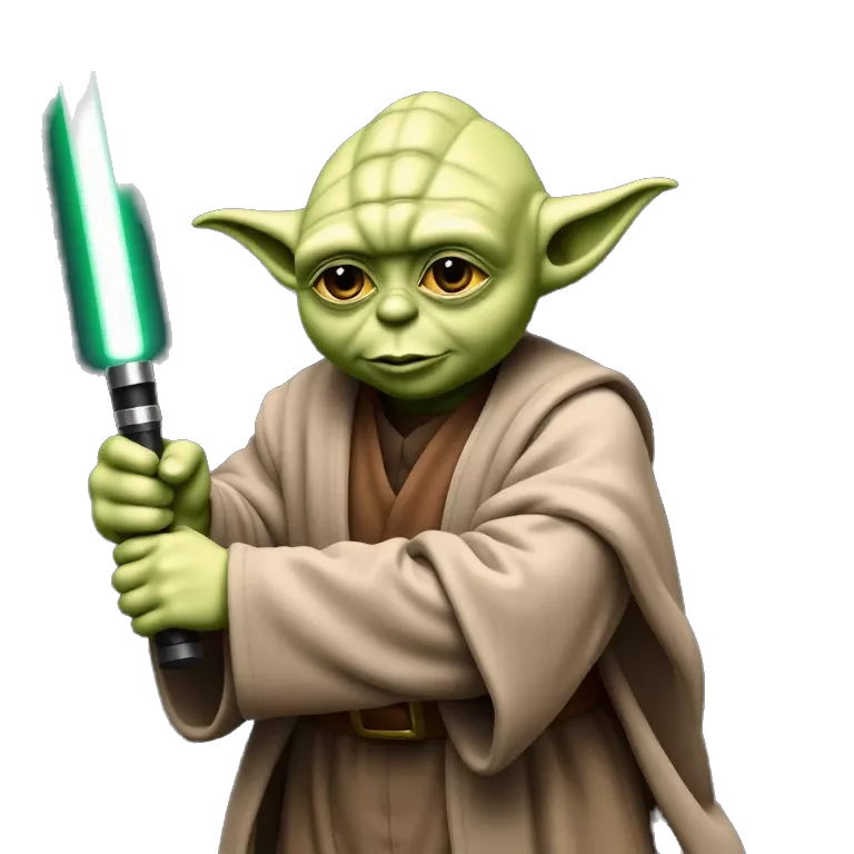 Master Yoda with a lightsaber tiktokemojis