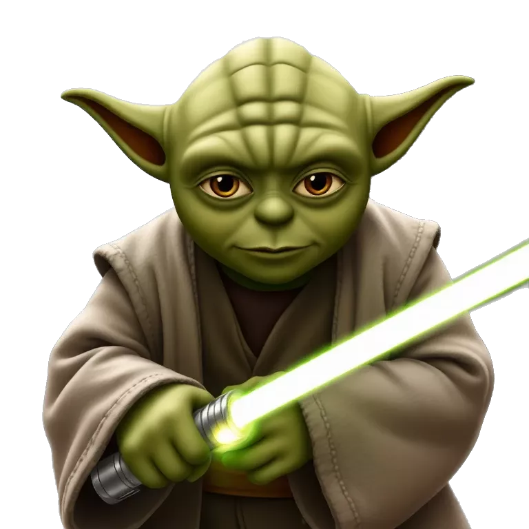 Master Yoda with a lightsaber tiktokemojis