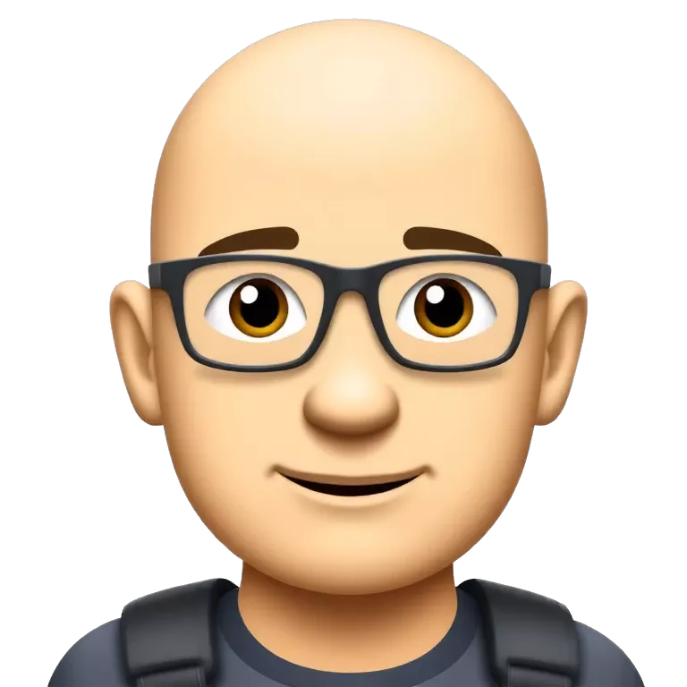 Emoji bald man with glasses