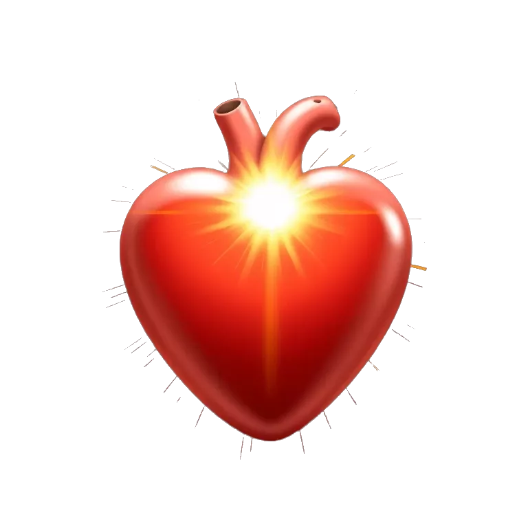a red heart with golden spark and laser