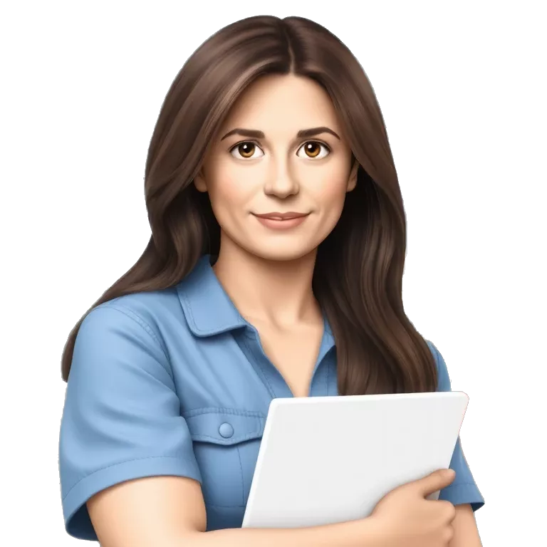 Online teacher brunette long hair