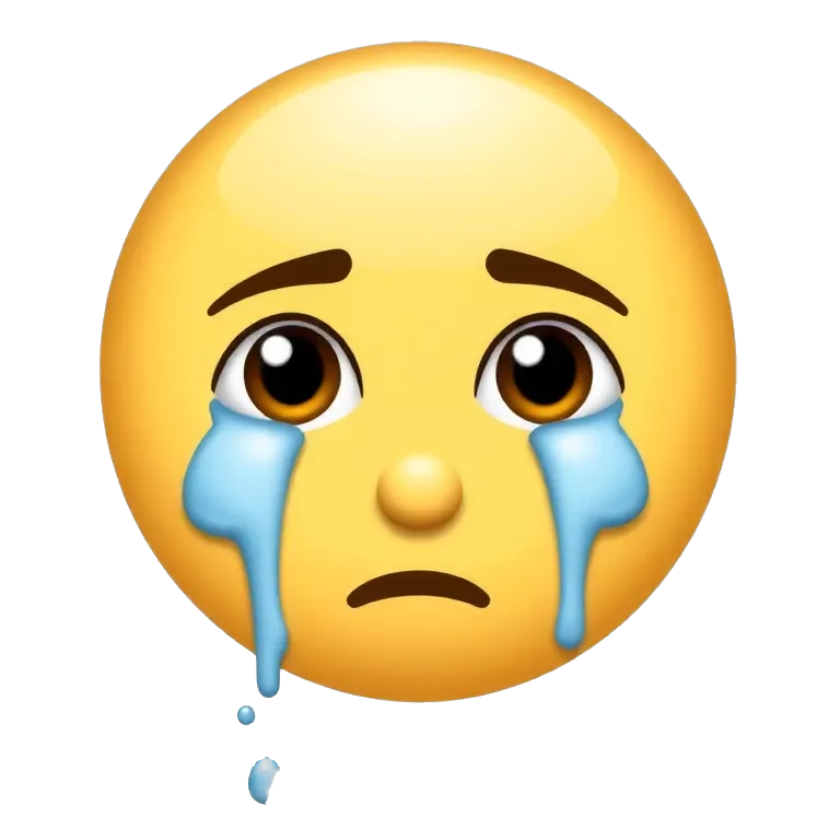 An emoji image with tears in the eyes