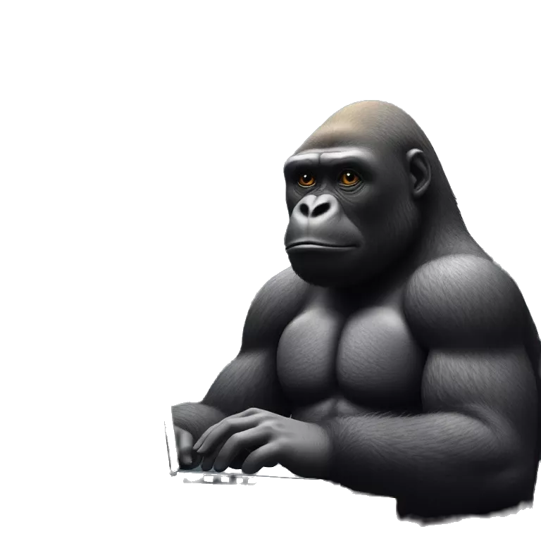 gorilla software engineer using a computer
