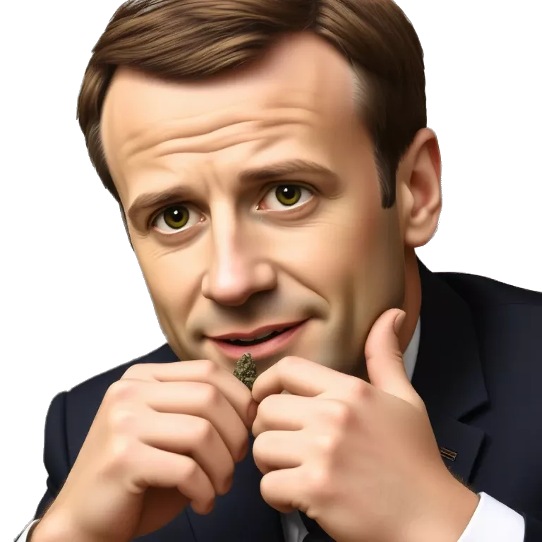 Macron weed with the words drama