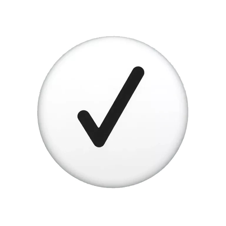White circle with a black tick in it