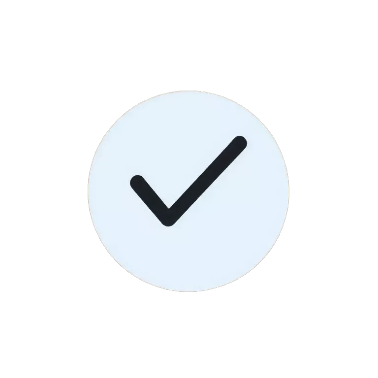 White circle with a black tick in it