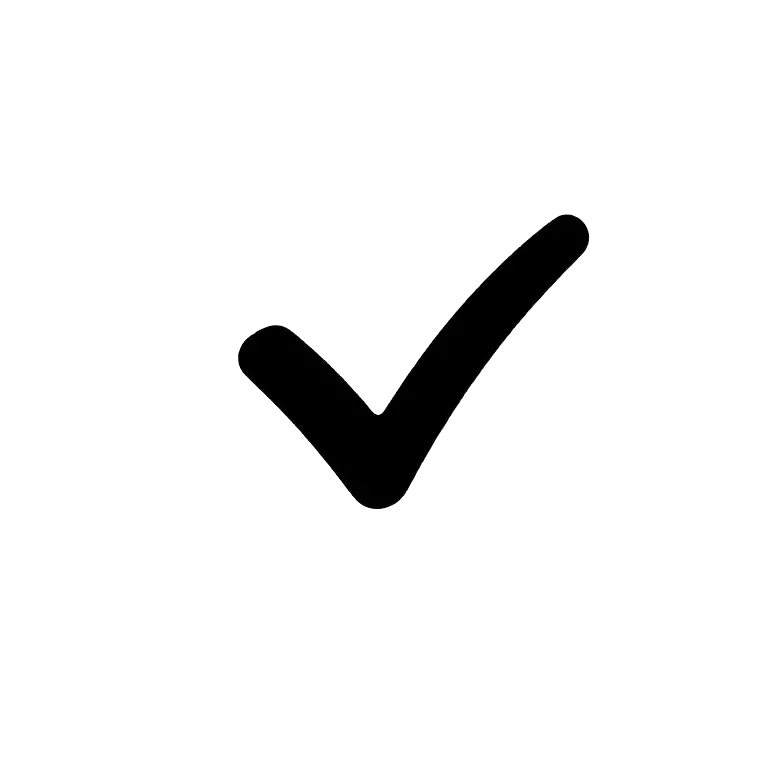 White circle with a black tick in it