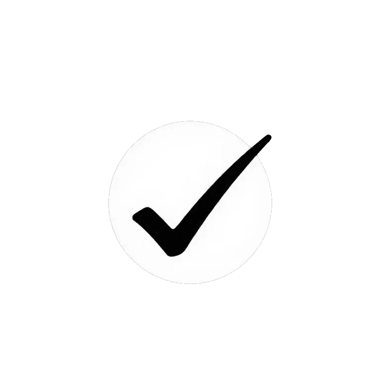 White circle with a black tick in it