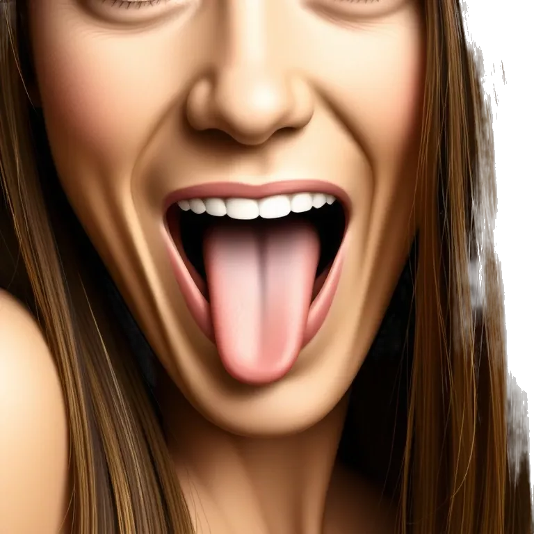 Woman making moaning face with tongue sticking out