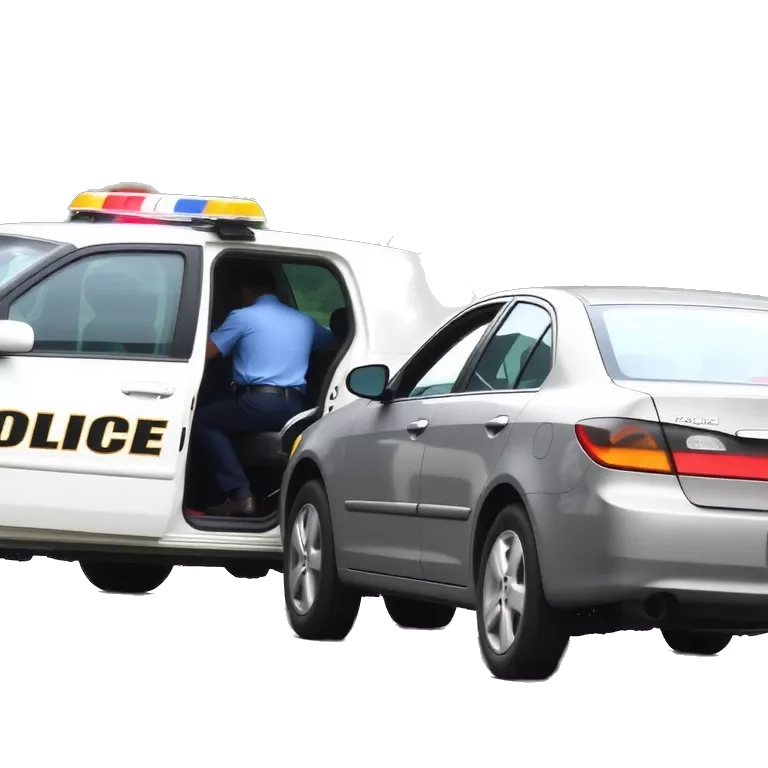 A realistic police vehicle executes a PIT maneuver on a fleeing suspect&#039;s car.