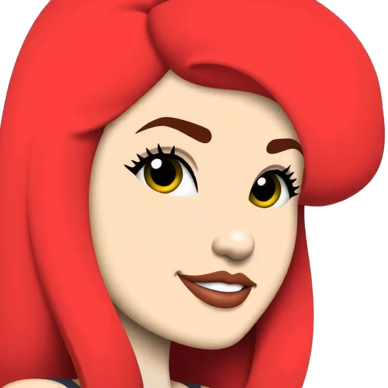 &quot;A cartoon-style portrait of a young woman with long, vibrant red hair flowing over her shoulder. She has a light skin tone, glossy lips with a piercing on the lower lip, and expressive eyes with long lashes.
