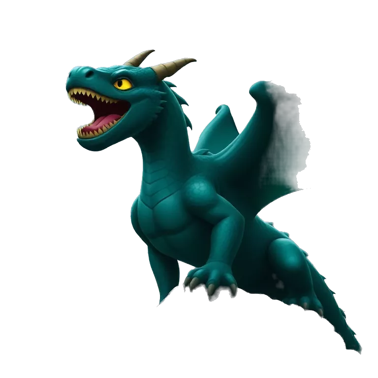 Epic green dragon with glowing eyes, fierce expression, detailed emerald scales, roaring on a mountain peak under a dramatic sky, fantasy art style, cinematic lighting, stormy clouds, high detail.