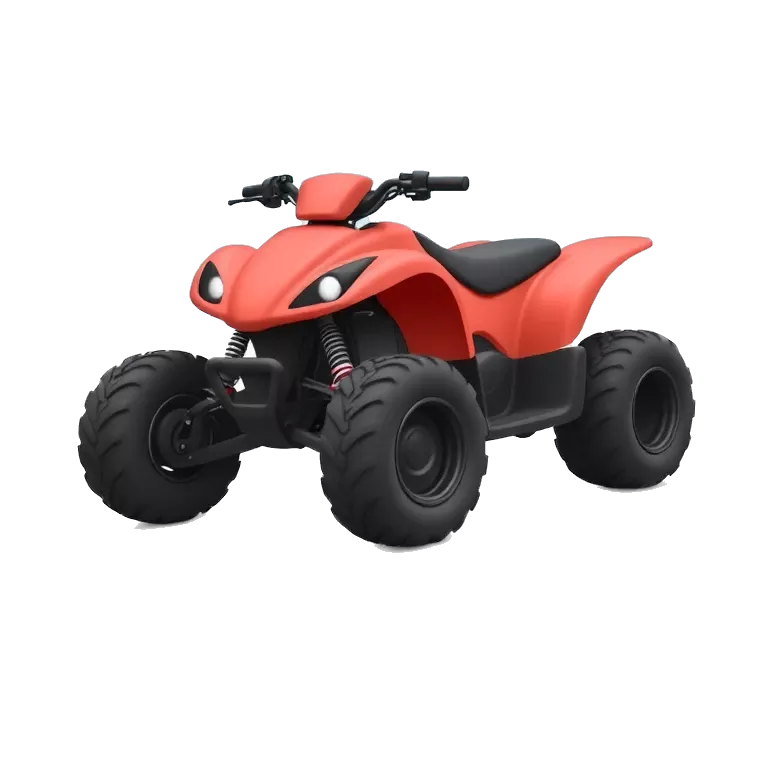 Meme-style image of a powerful red and black ATV on snowy terrain. Winter background, epic off-road vibe, cartoon-like intensity.