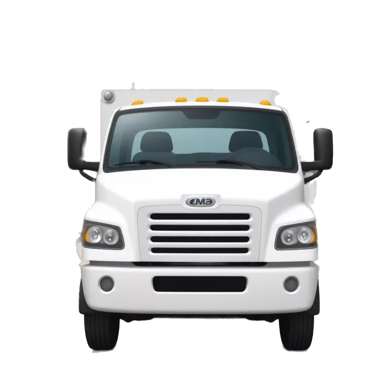 Funny cartoon-style image of a clean white tow truck in front