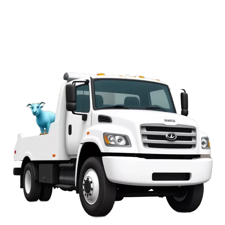 Funny cartoon-style image of a clean white tow truck in front of an industrial building, with bold text saying “CARL THE GOAT” and a big blue glowing “W” floating next to it. Bright colors, epic lighting, meme-style layout.